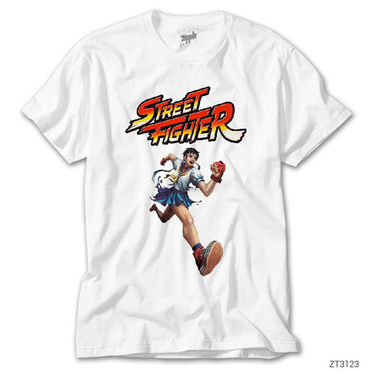 Street Fighter Sakura Beyaz Tişört