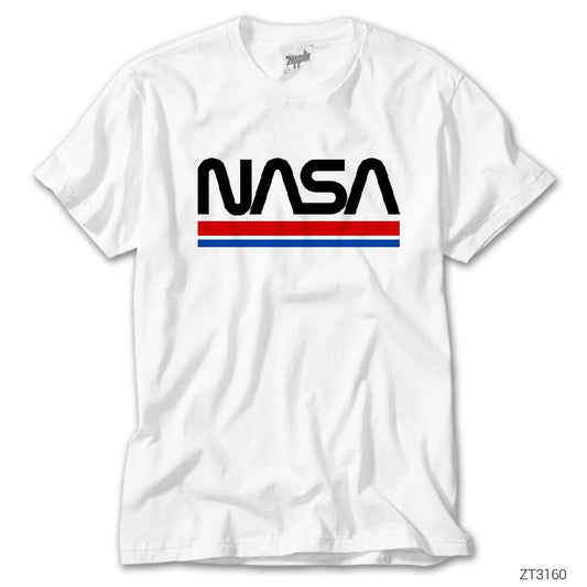 Nasa Red Blue Beyaz Tişört