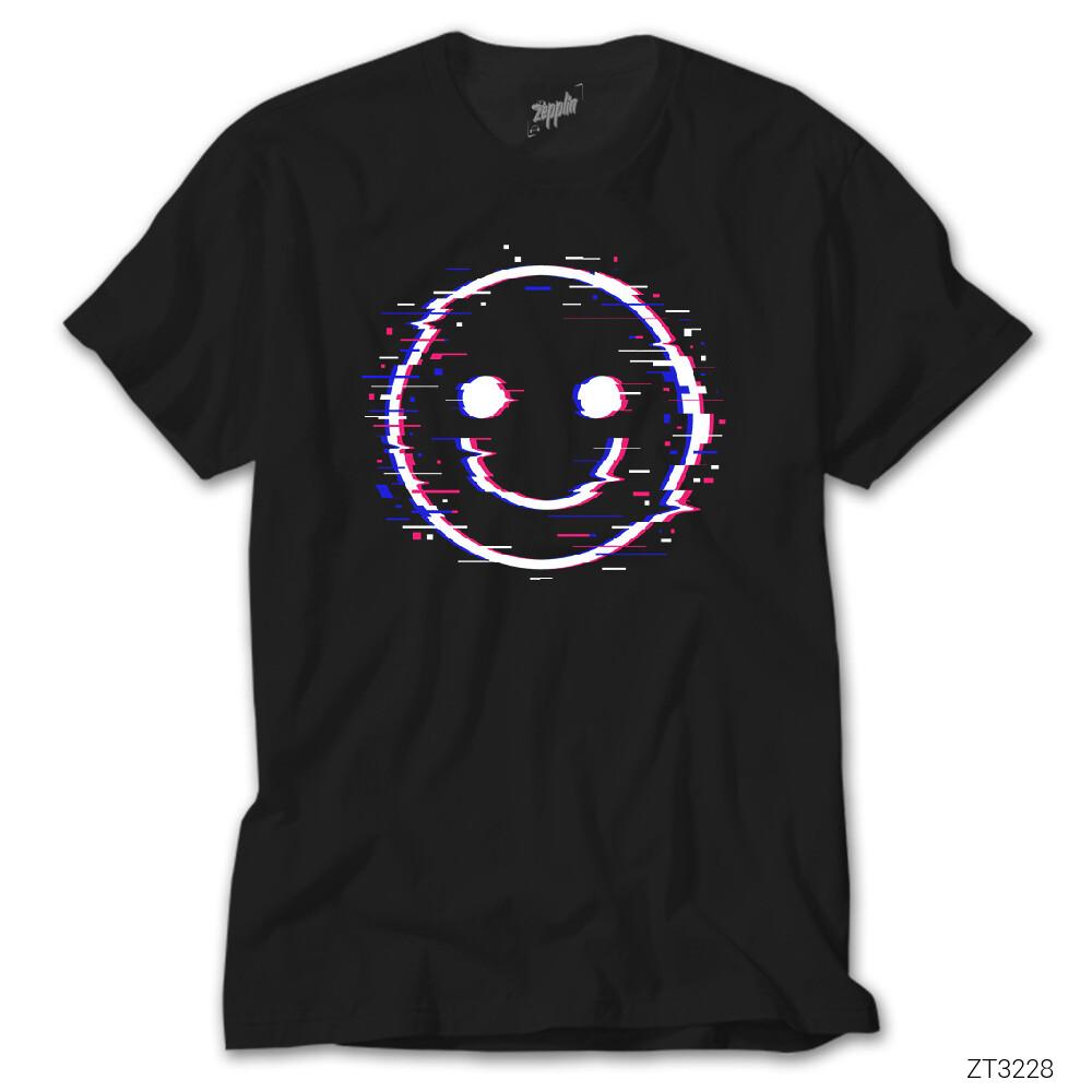 Glitch Face Siyah Tişört