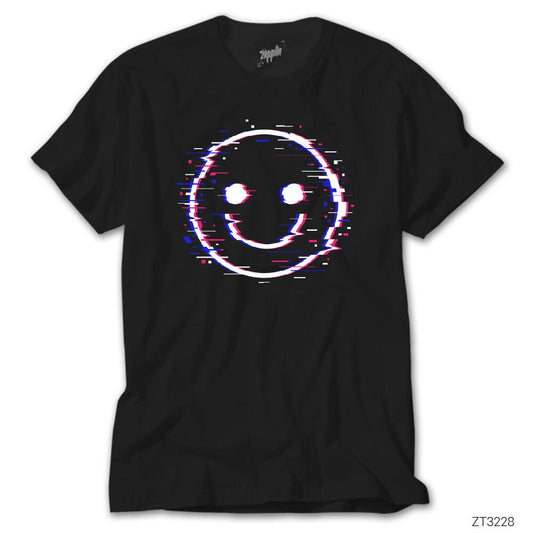 Glitch Face Siyah Tişört