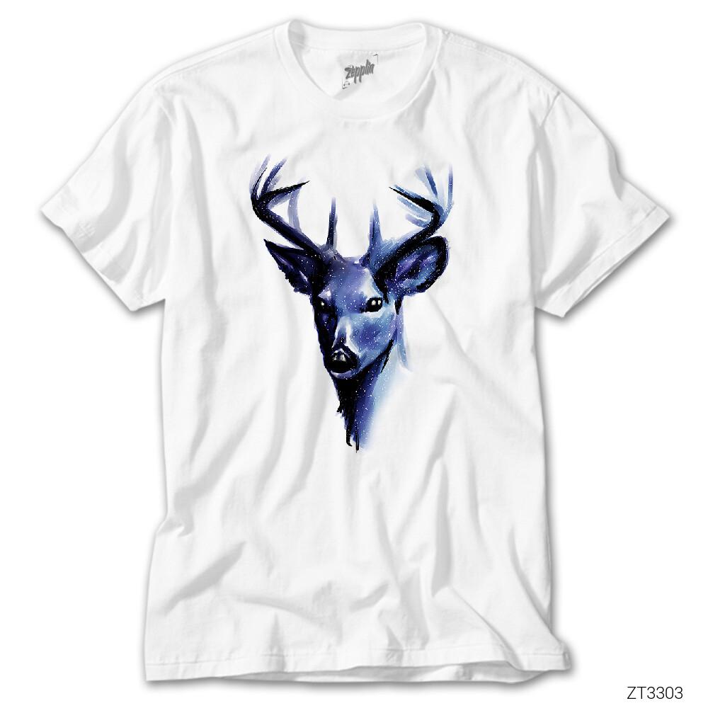 Geyik Geometrik Beyaz Tişört