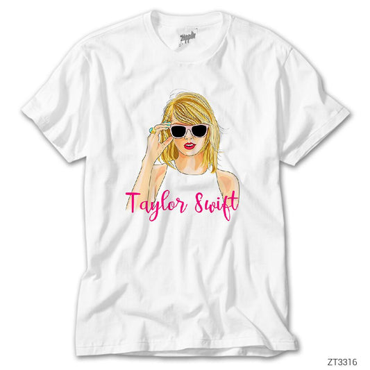 Taylor Swift Cartoon Beyaz Tişört