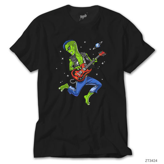 Alien Guitar Siyah Tişört