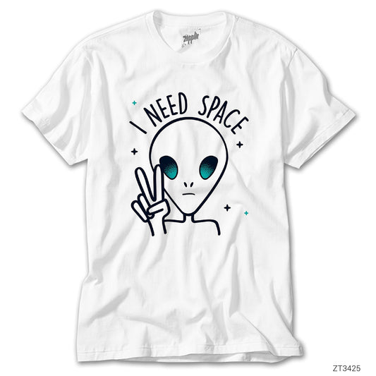Alien I Need Space Beyaz Tişört