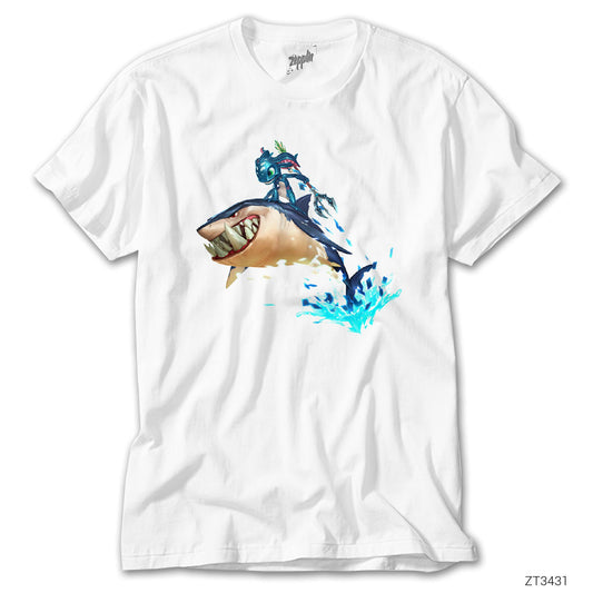 Fizz Shark Beyaz Tişört