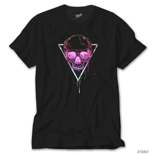 Skull Pink Kufu Kafa Siyah Tişört