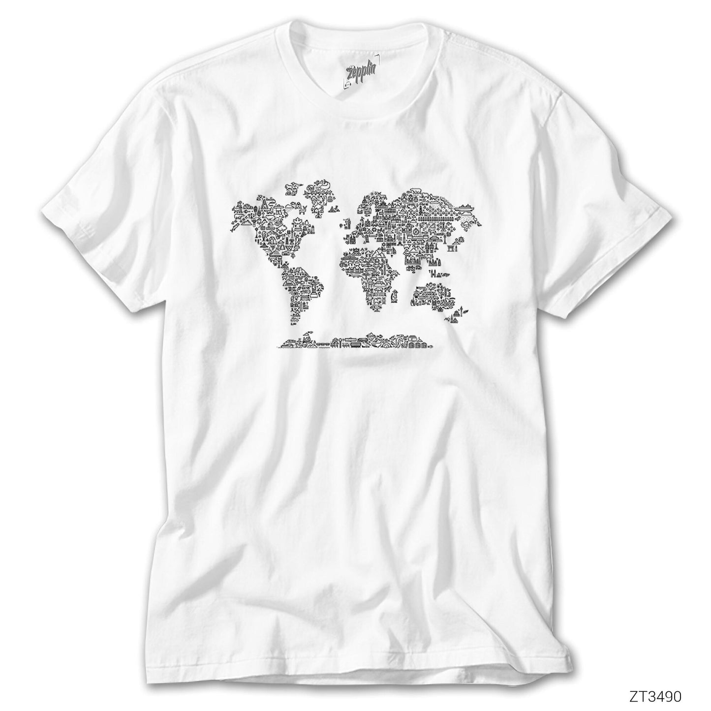 Harita İkon Beyaz Tişört