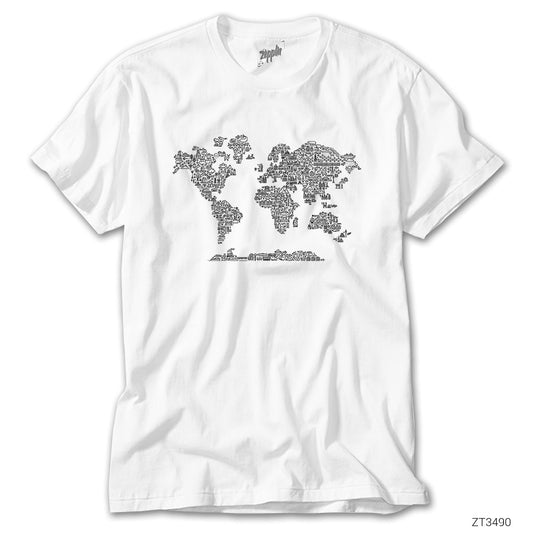 Harita İkon Beyaz Tişört