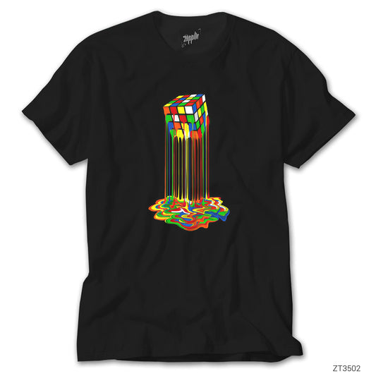 Rubix Cube Rainbow Siyah Tişört