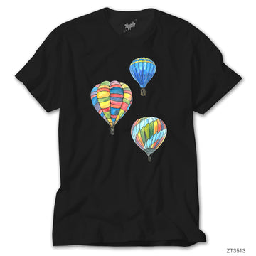 Kapadokya Balonları Siyah Tişört