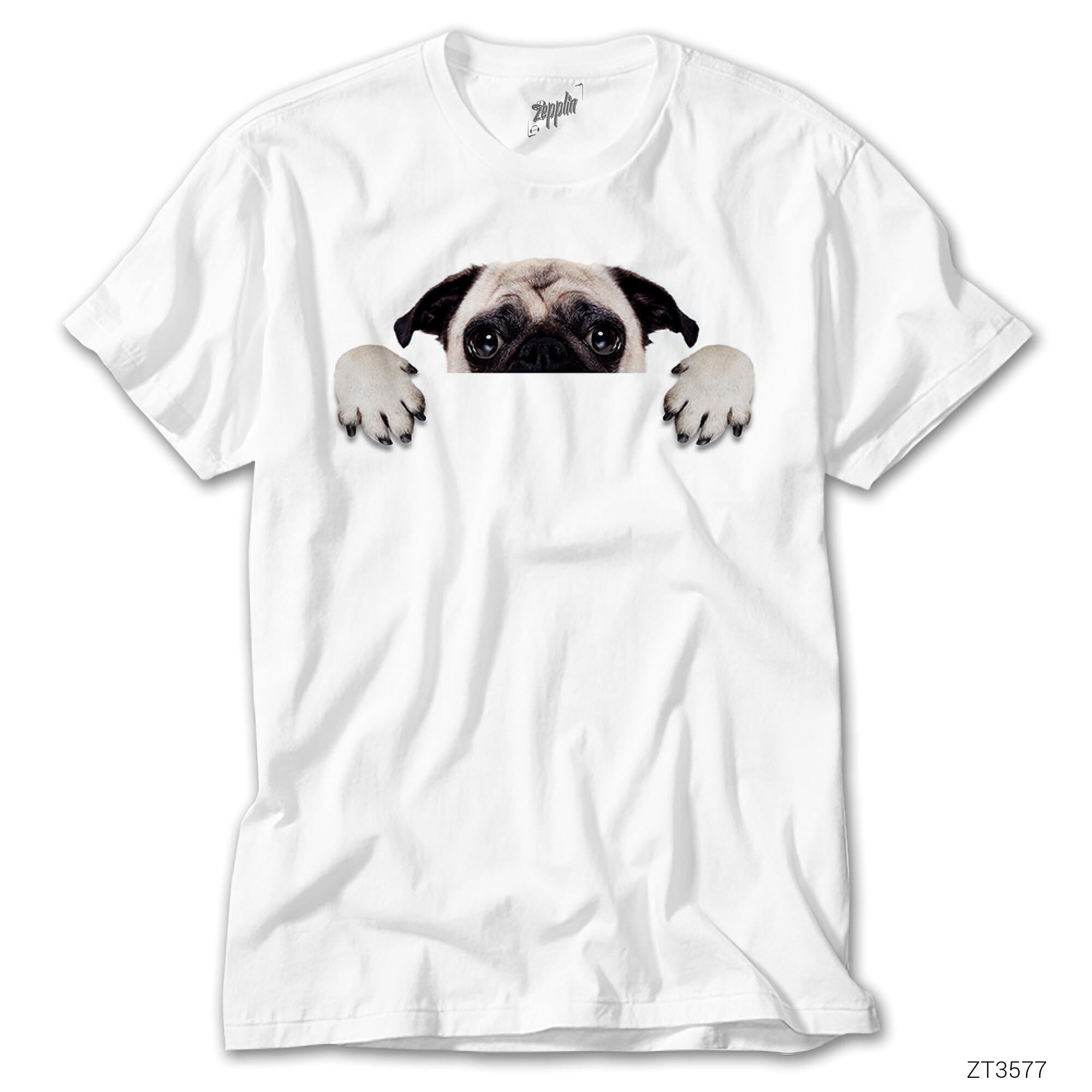 Pug Köpek Beyaz Tişört