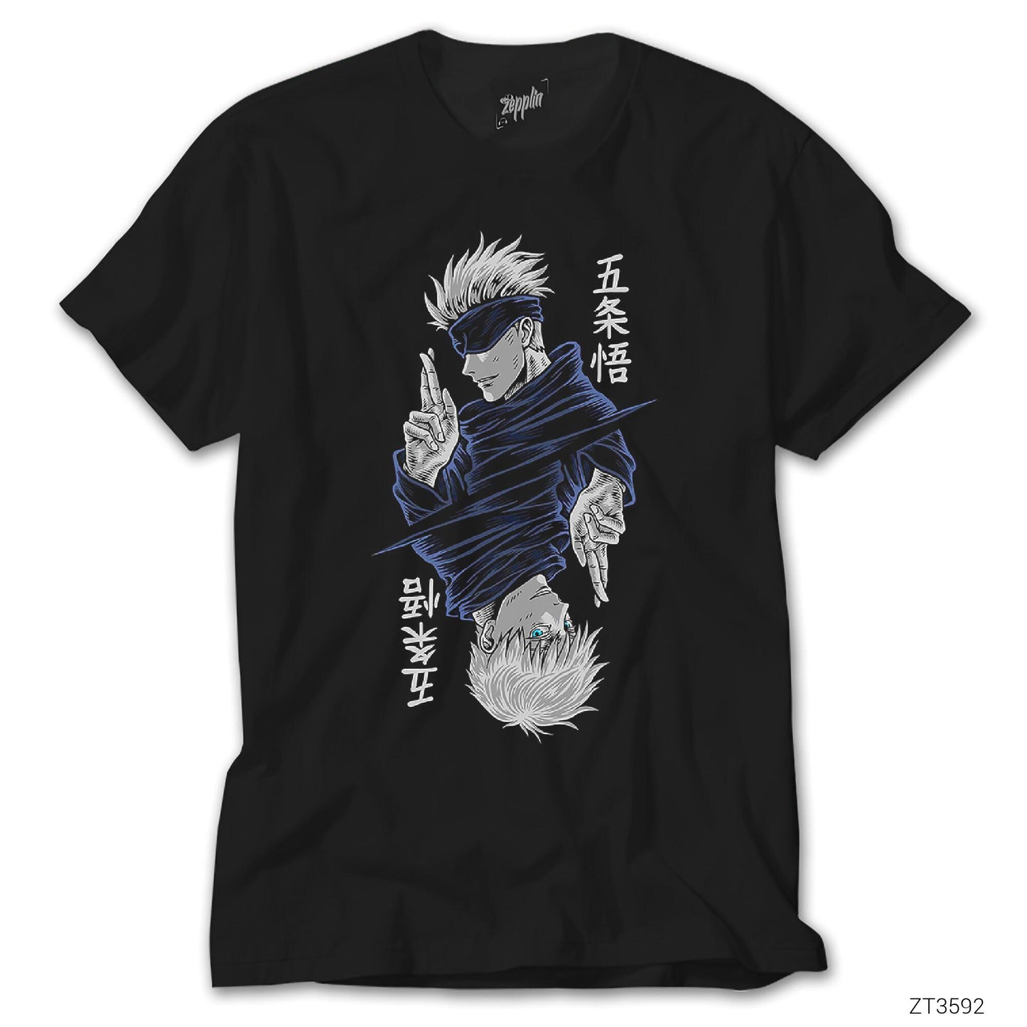 İndirimli Gojo Satoru Jujutsu Siyah Tişört