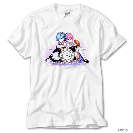 Re Zero Rem and Ram Beyaz Tişört