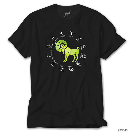 Oğlan Burcu Modern Siyah Tişört