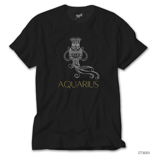 Kova Burç Retro Siyah Tişört