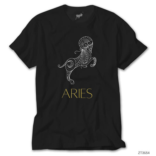 Koç Burç Retro Siyah Tişört