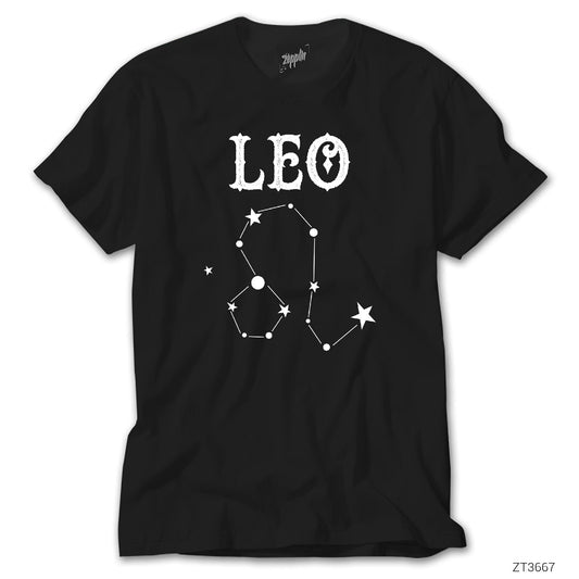 Aslan Burcu Yıldız Haritası Siyah Tişört