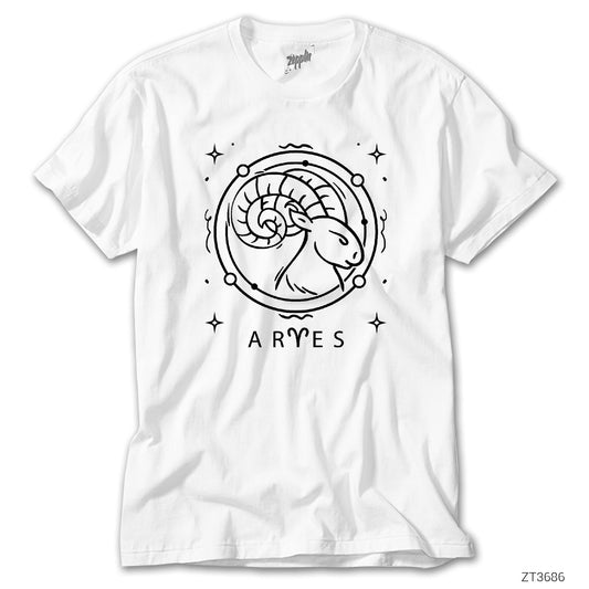 Koç Burcu Stars Beyaz Tişört