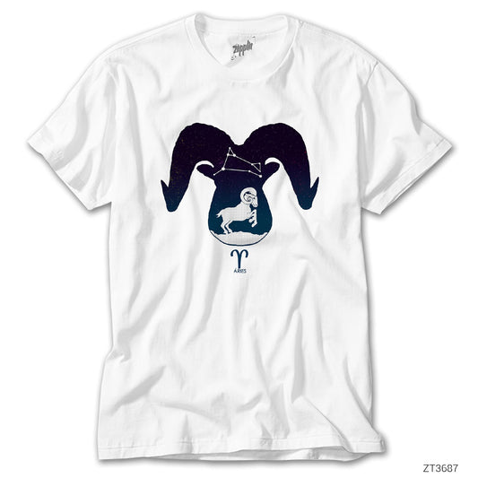 Koç Burcu Yıldızlar Beyaz Tişört