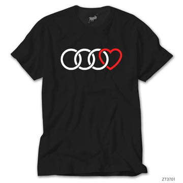 3 Audi Rings Hearth Siyah Tişört