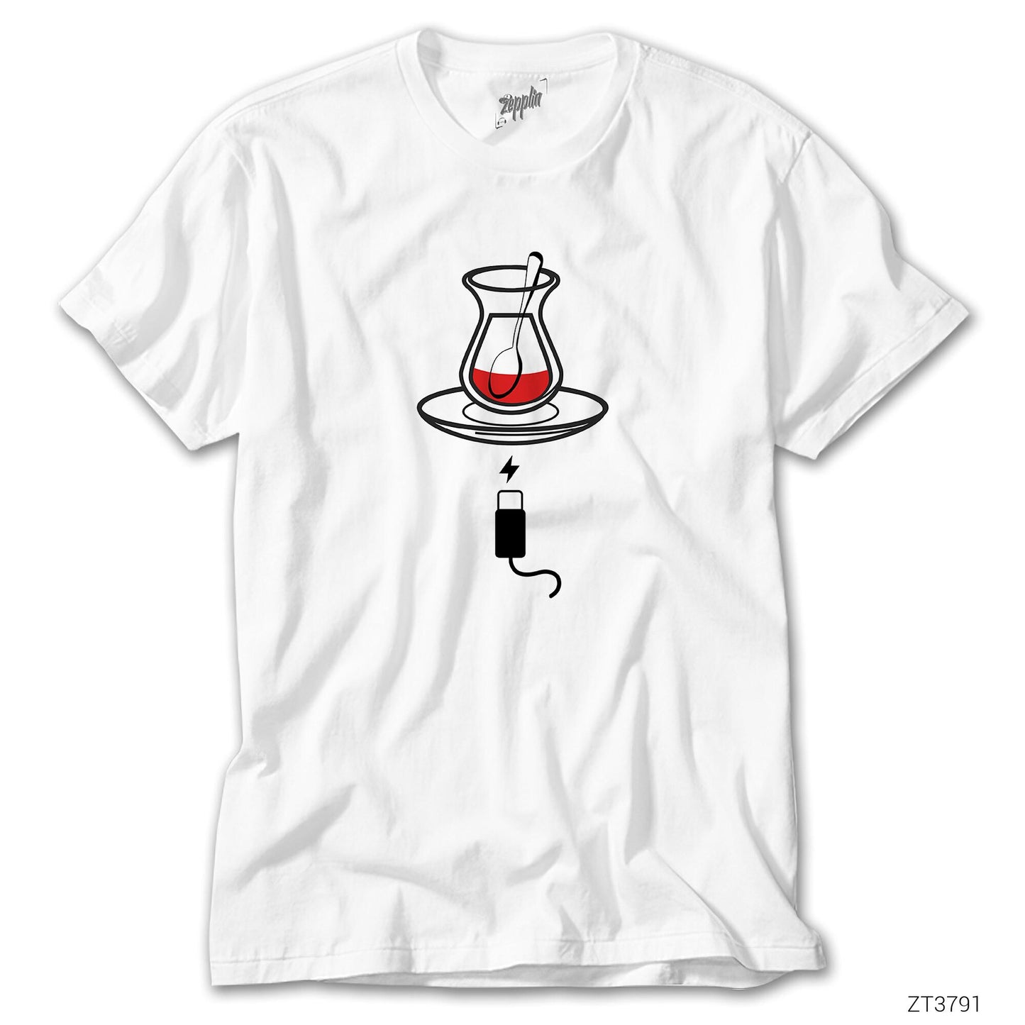 Çay ve Şarj Beyaz Tişört