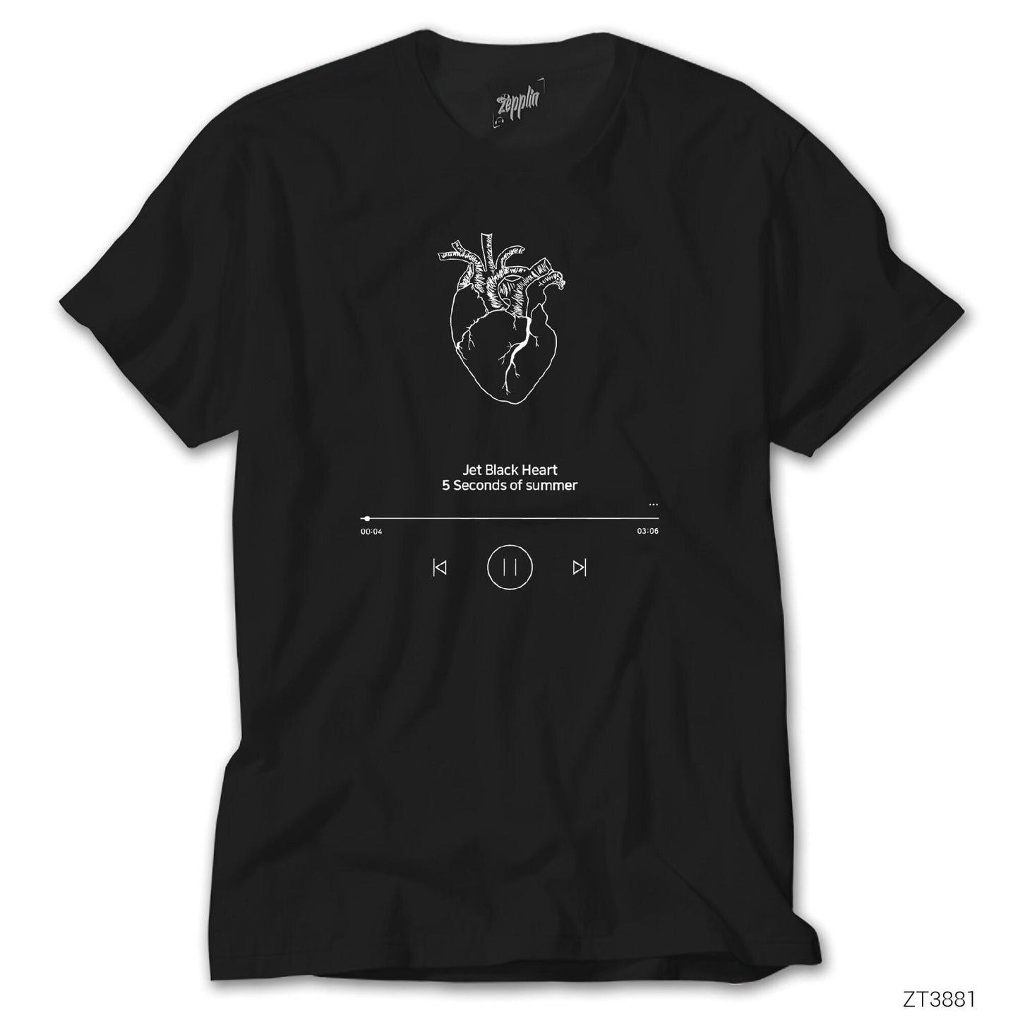 5 Seconds Of Summer jet Black Heart Siyah Tişört
