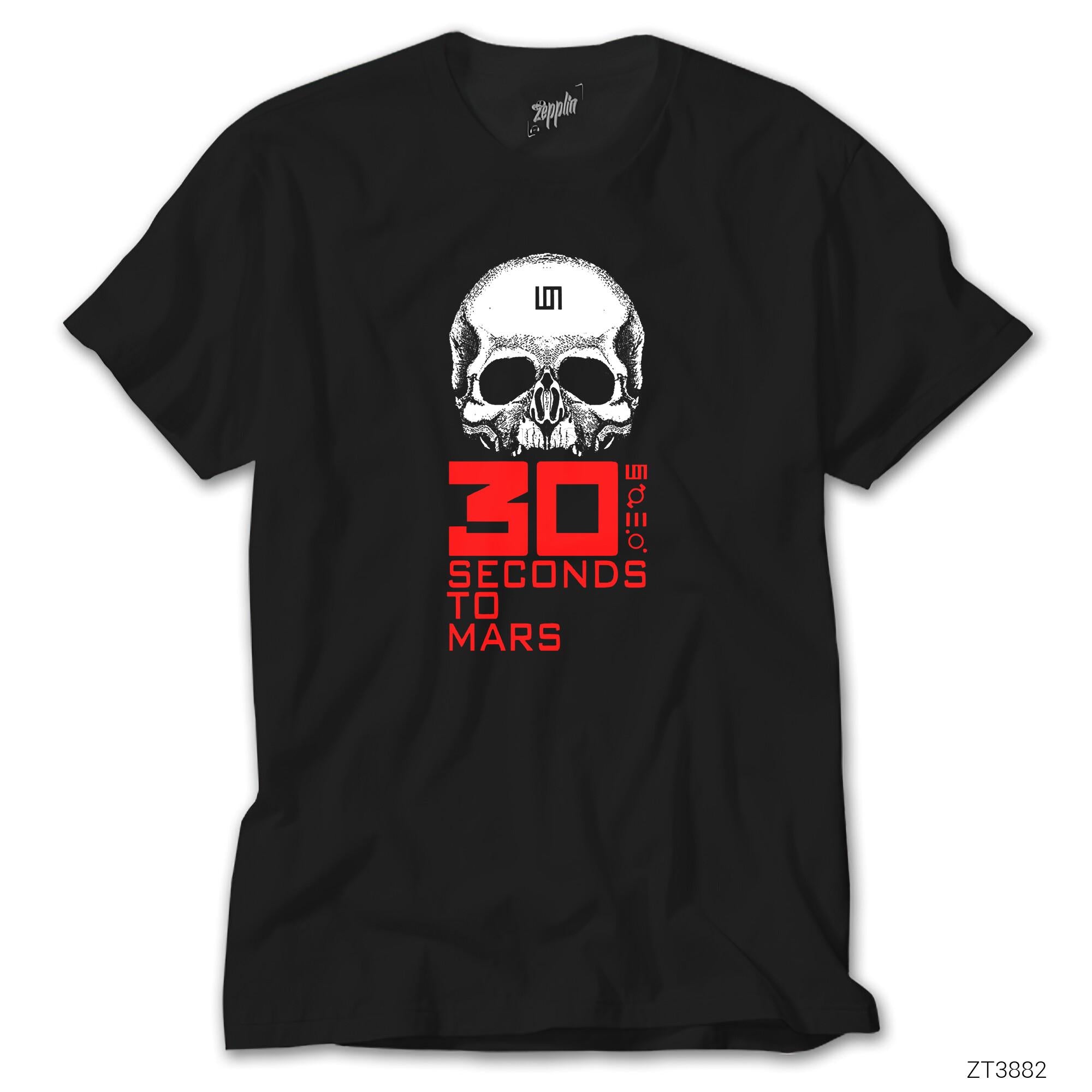 30 Seconds To Mars Skull Siyah Tişört
