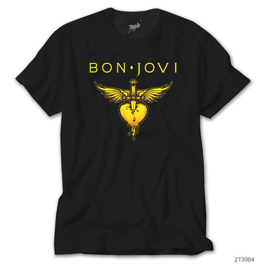 Bon Jovi Gold Hearth Siyah Tişört