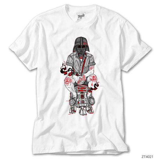 Dart Vader on The Toilet Beyaz Tişört