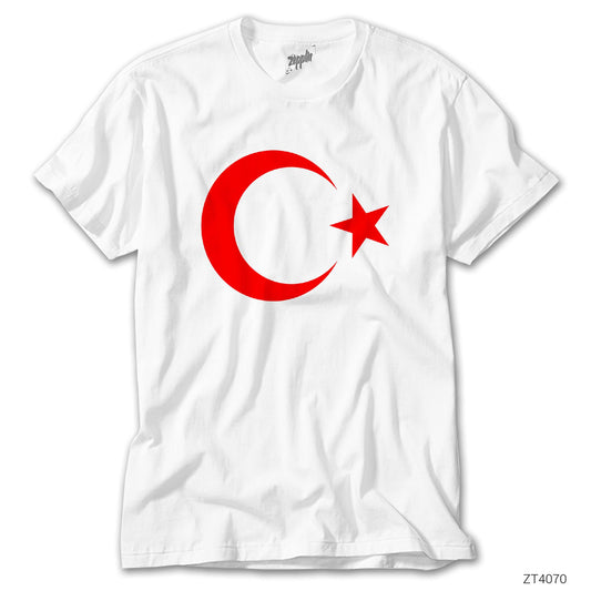 Ay Yıldız Beyaz Beyaz Tişört