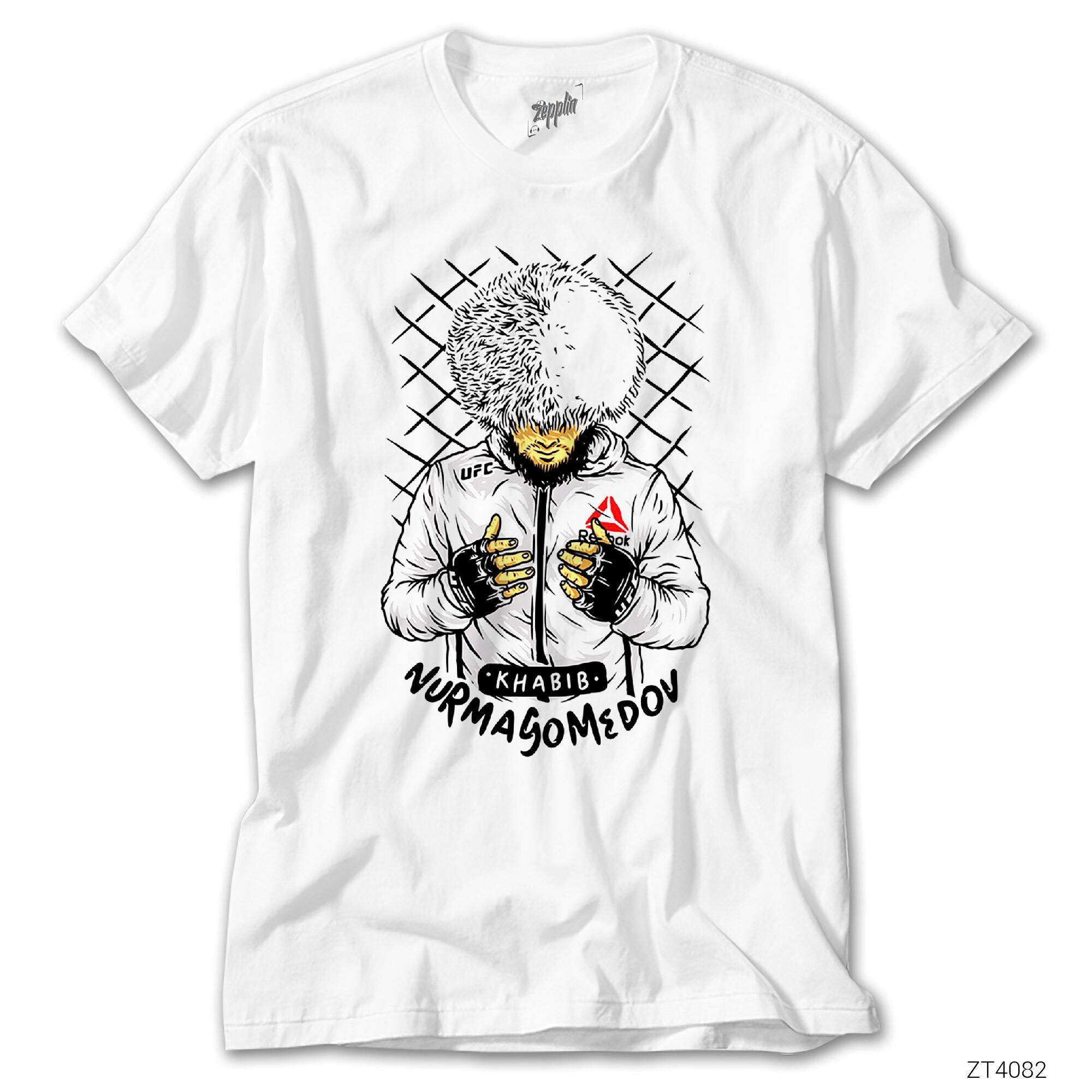 UFC Khabib Nurmagomedov Cartoon Beyaz Tişört