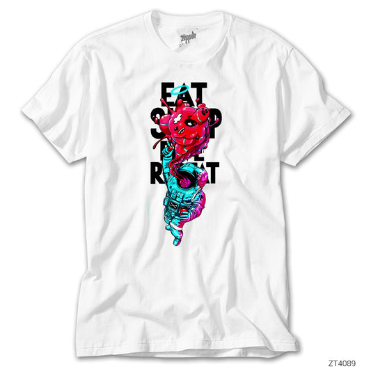 Eat Sleep Astranot Beyaz Tişört