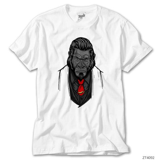 Goril İllüstrasyon Beyaz Tişört