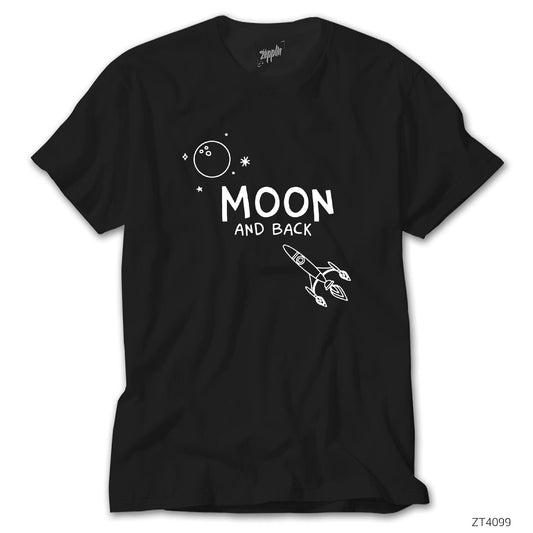 Moon And Back Siyah Tişört