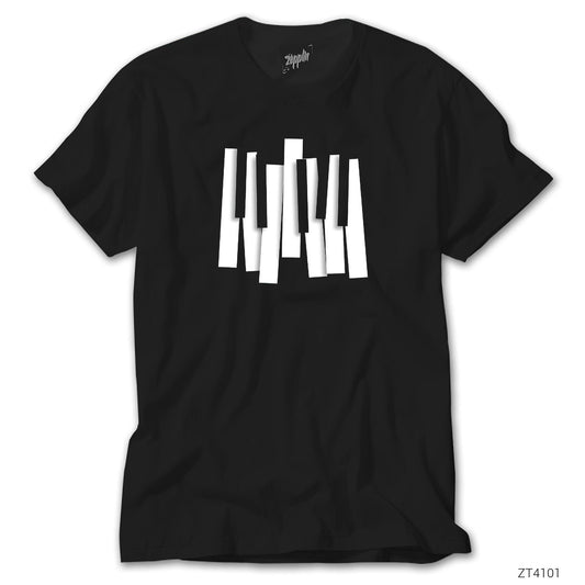 Piano Tuşları Siyah Tişört