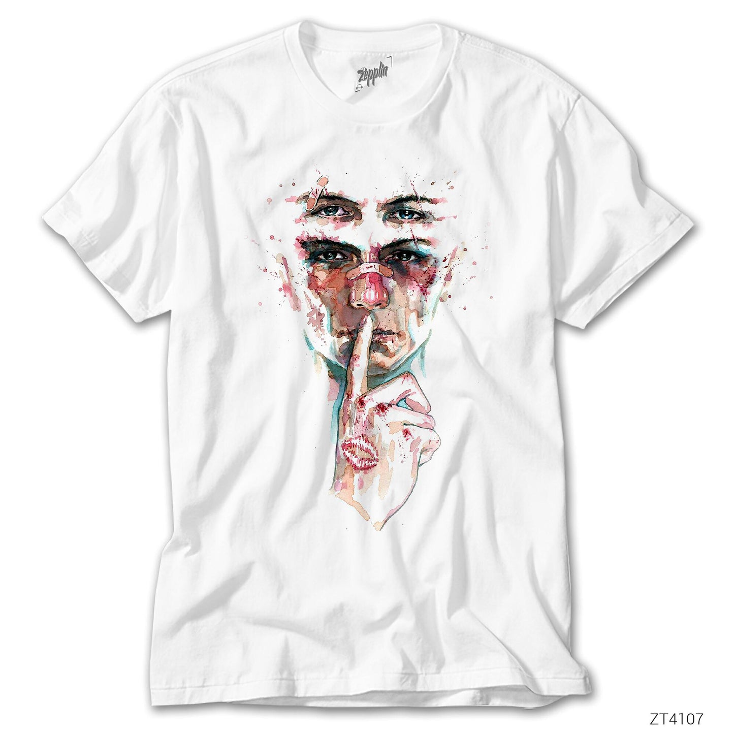 Suluboya Portre Beyaz Tişört