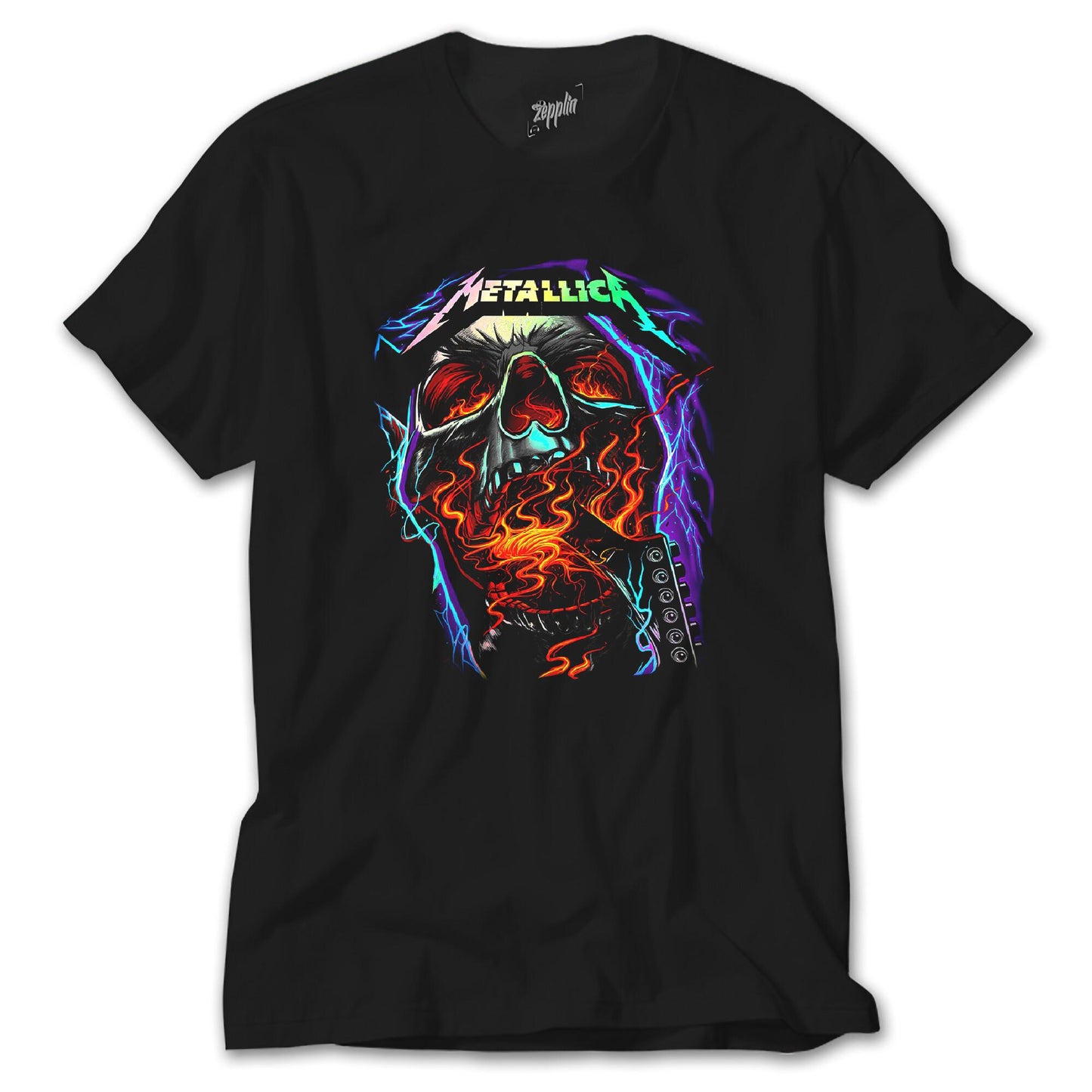 Metallica Skull Guitar Siyah Tişört