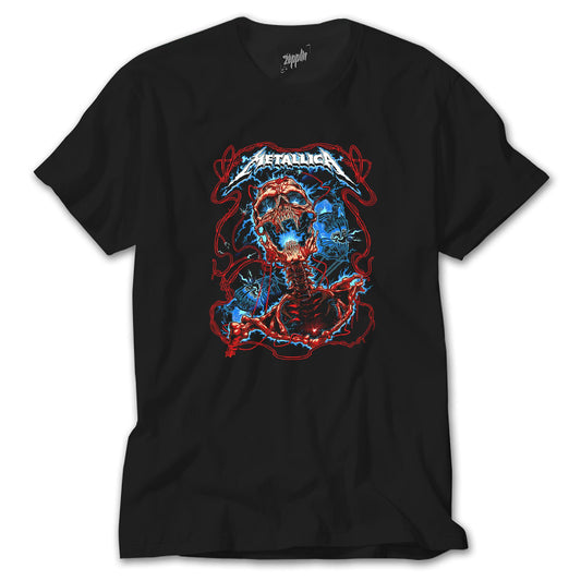 Metallica Lightning Skull Siyah Tişört