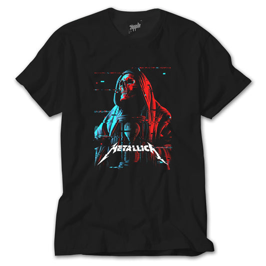 Metallica Red Blue Siyah Tişört
