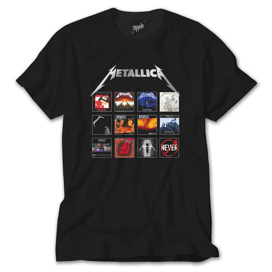 Metallica Album Covers Siyah Tişört