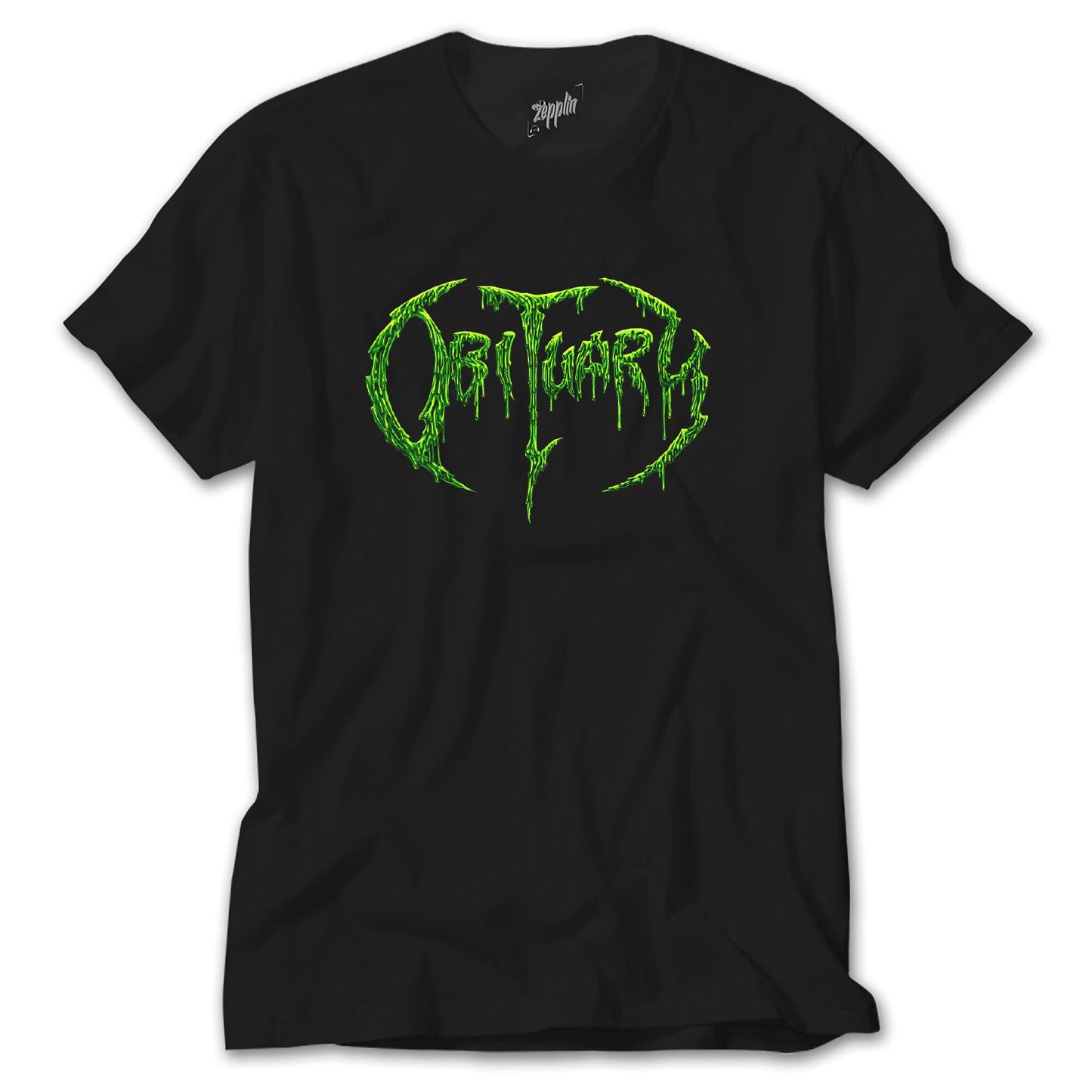 Obituary Logo Green Siyah Tişört