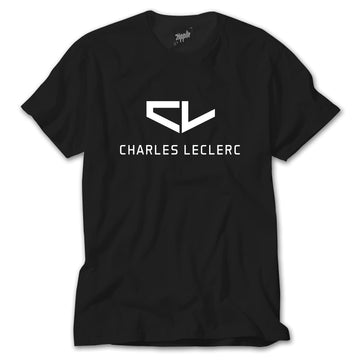F1 Charles Leclerc Logo Siyah Tişört