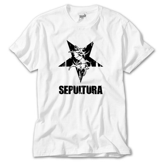 Sepultura Yazı Logo Beyaz Tişört