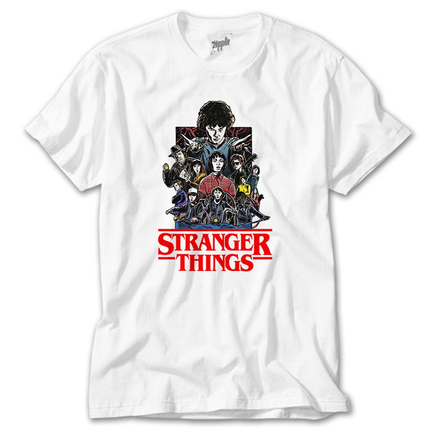 Stranger Things Characters Beyaz Tişört