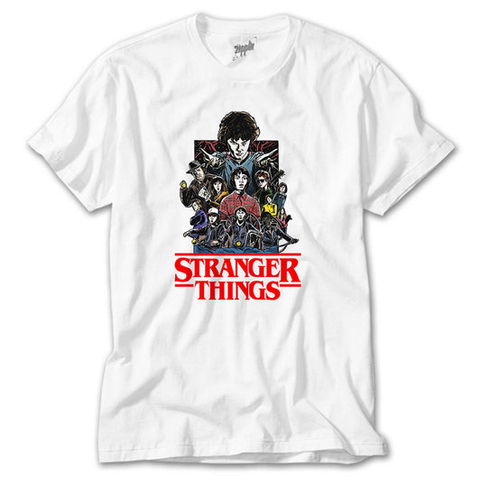 Stranger Things Characters Beyaz Tişört