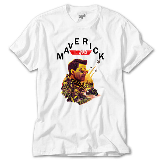 Top Gun Characters Beyaz Tişört
