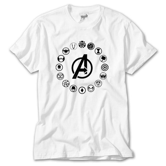Avengers Heroes Logo Beyaz Tişört
