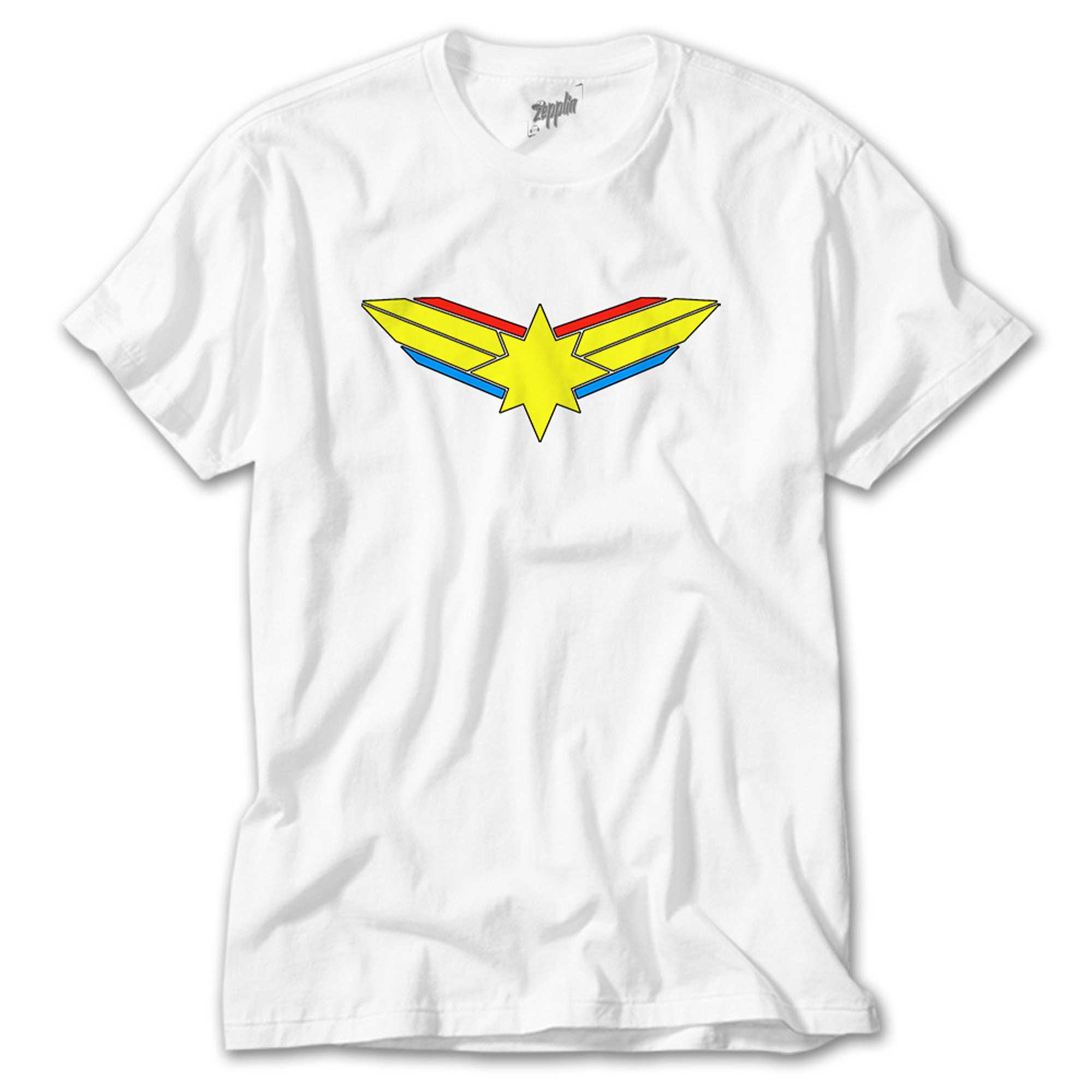 Captain Marvel Logo Beyaz Tişört