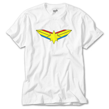 Captain Marvel Logo Beyaz Tişört