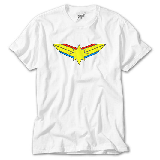 Captain Marvel Logo Beyaz Tişört